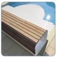 Volet automatique hors sol avec BANC BOIS pour piscine - abri blue