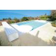 Volet automatique hors sol avec BANC PVC pour piscine - abri blue