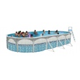 Piscine hors sol en acier ovale MOSAIKO 914 x 457 x 120 cm+ finition acier blanc