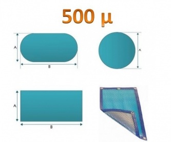B&acirc;che &agrave; bulle piscine rectangulaire 500&micro; bleue / argent