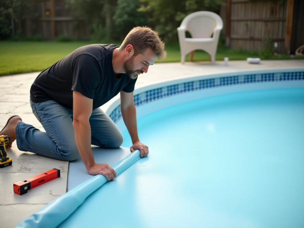 Pose du liner piscine