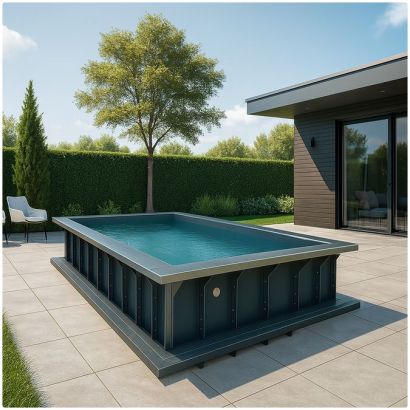Piscine container en kit en acier galvanis - Distripool