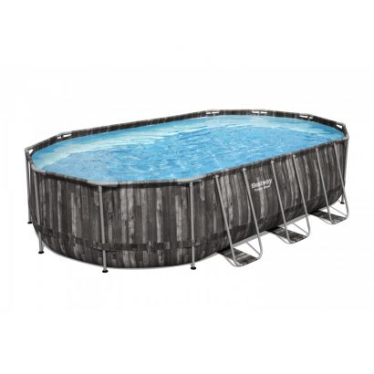 Piscine tubulaire Power Steel ovale bois rustique - Distripool