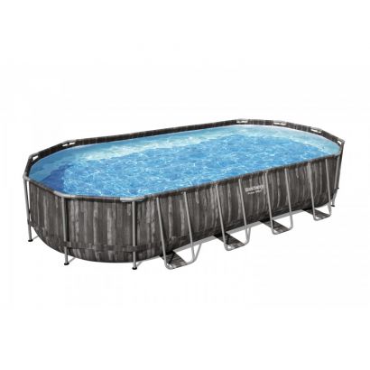 Piscine tubulaire Power Steel ovale bois rustique - Distripool