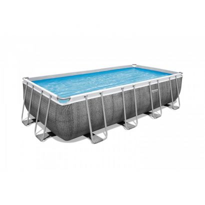 Piscine tubulaire Power Steel : rotin tress gris - Distripool