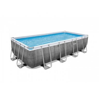 Piscine tubulaire Power Steel : rotin tress gris - Distripool