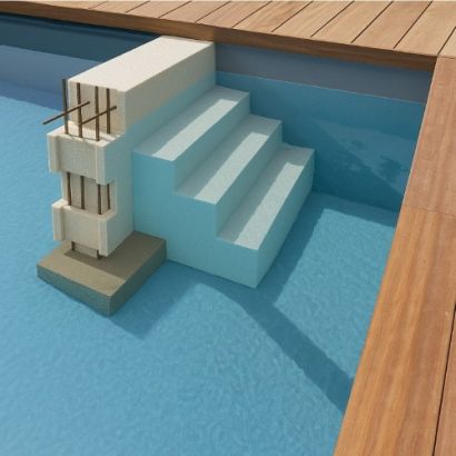  	Forfait escalier bloc Polystyrne avec marches en bloc - Distripool