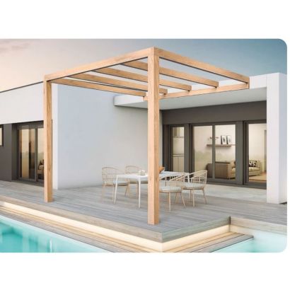 Pergola en bois lamell-coll adosse Burgos - Distripool