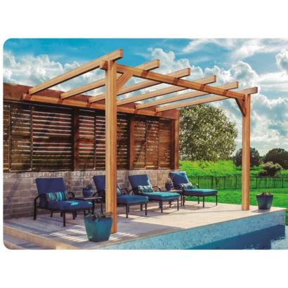 Pergola en bois lamell-coll adosse ANDORRA  - Distripool