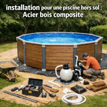 Montage piscine hors sol : bois, composite, acier 34 - Montpellier - Distripool
