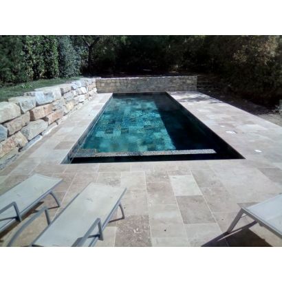 Margelle piscine en travertin 1er choix : BEIGE MIX - Distripool