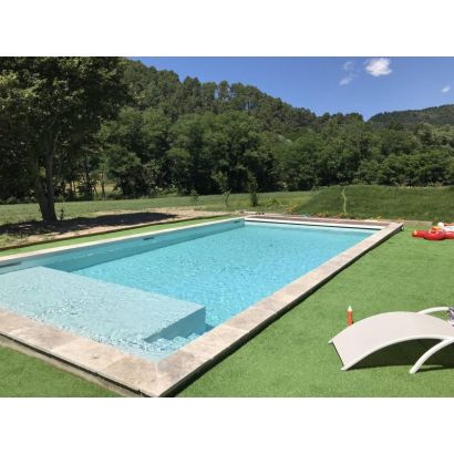 Margelle piscine en travertin 1er choix : SILVER  RUSTIC - Distripool