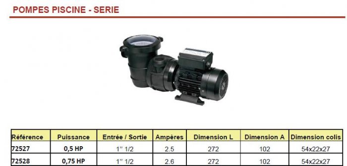 fiche technique pompe platine