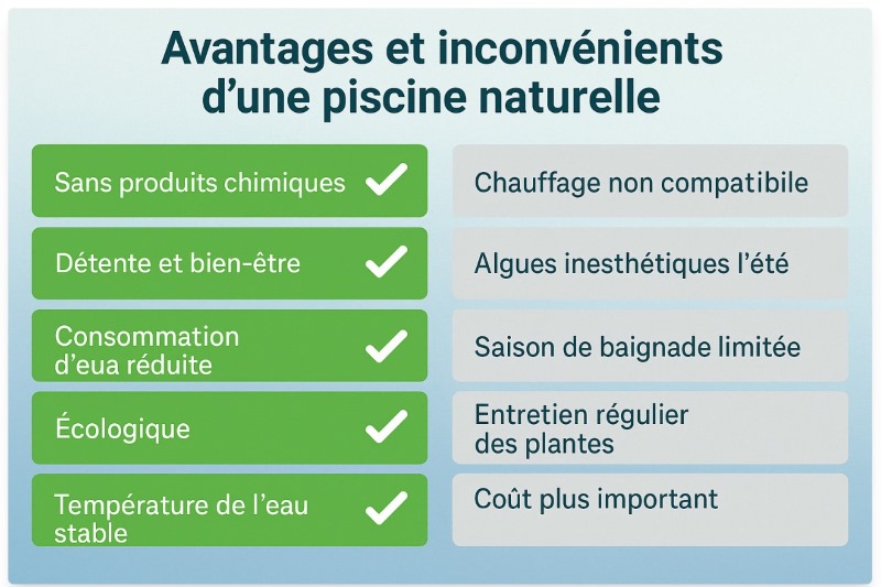 avantage et incovenient piscine naturelle 